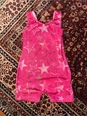 Girls' Pink Star Gymnastics Leotard Short Unitard